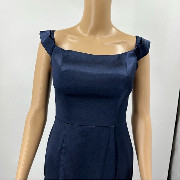 NEW Madison James 19-161 Navy Blue Off Shoulder Prom Cocktail Dress Size 4 - Picture 2 of 8
